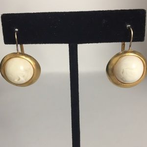 Givenchy earrings gold white marbled center signed
